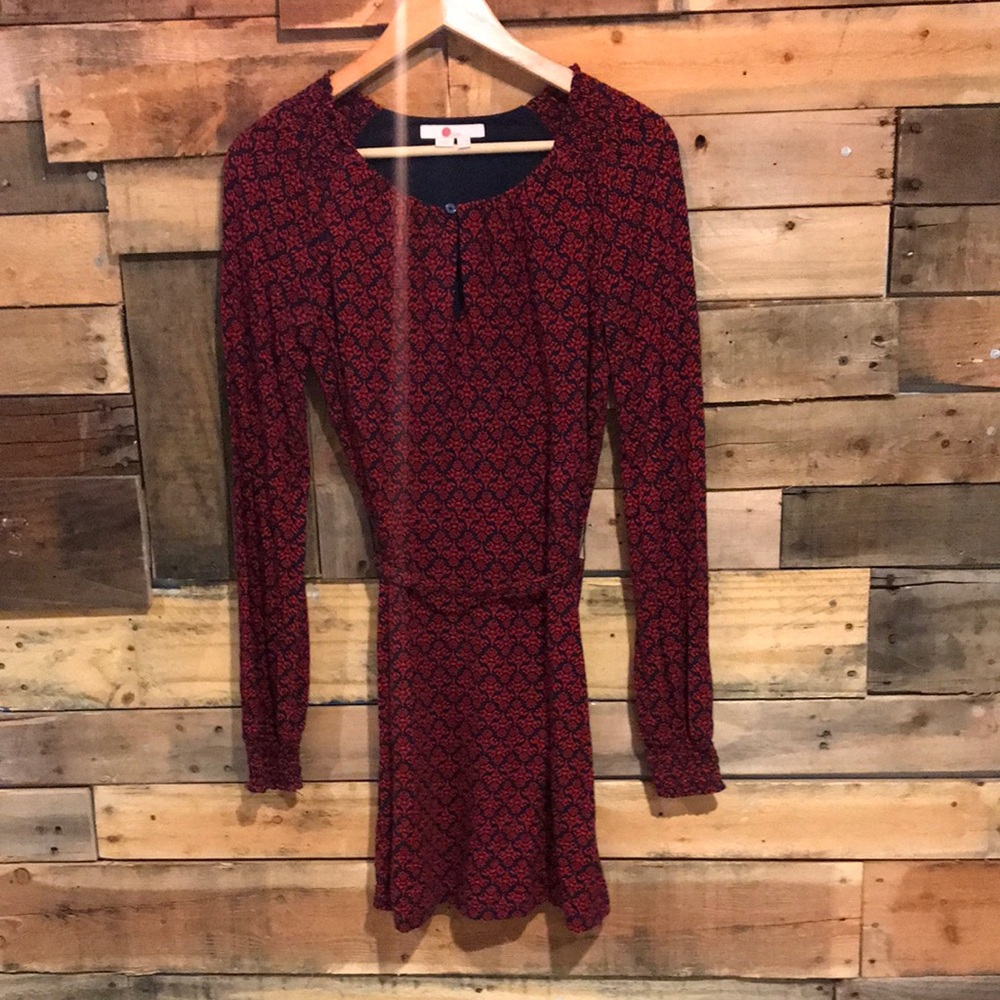 Boden Red and Black Long Sleeve Dress